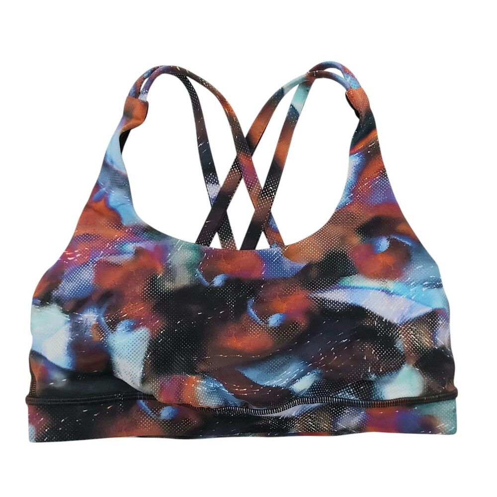 Lululemon Sports Bra Womens 4 Blue Energy Bra Hyper Drift Wireless Athleisure